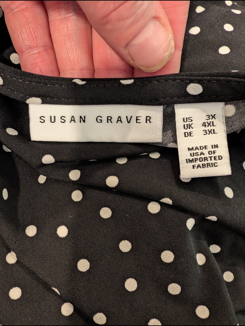 Susan Graver Black and White Polka Dot Blouse - Picture 2 of 6
